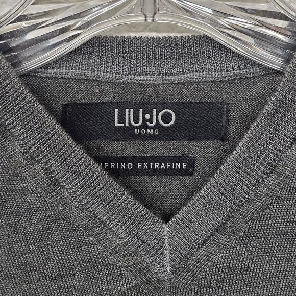 Mens Grey Merino Wool V Neck Sweater Business Casual Size M/L Read Description - Picture 2 of 10